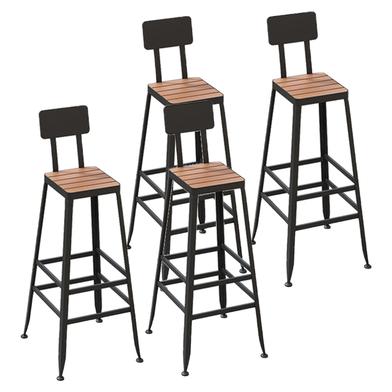Contemporary Dining Stools Metal Low Back Bar Stools with Footrest