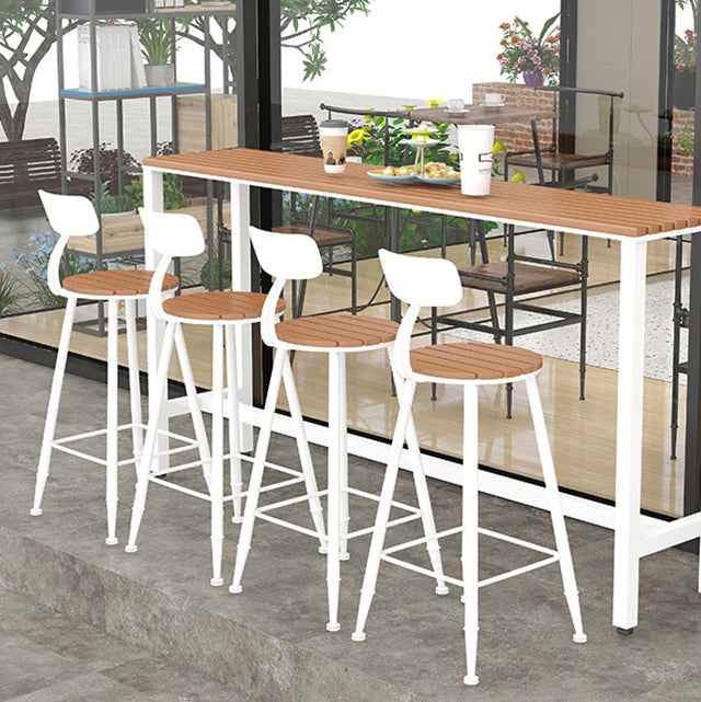 Contemporary Dining Stools Metal Low Back Bar Stools with Footrest