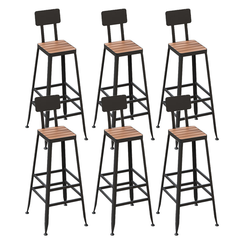 Contemporary Dining Stools Metal Low Back Bar Stools with Footrest