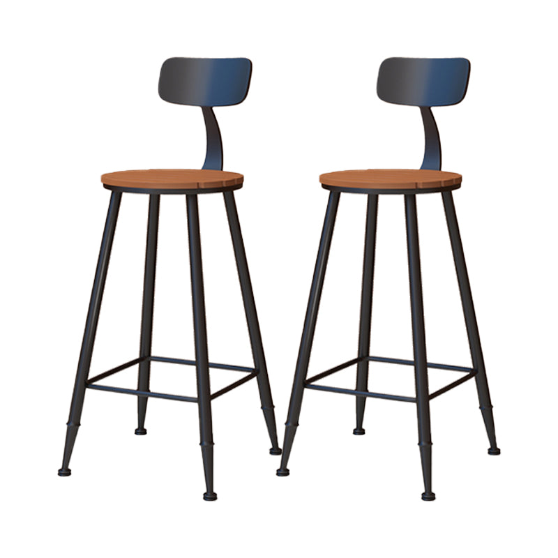 Contemporary Dining Stools Metal Low Back Bar Stools with Footrest