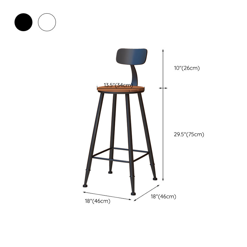 Contemporary Dining Stools Metal Low Back Bar Stools with Footrest