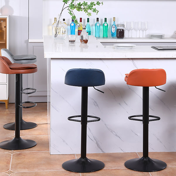 Upholstered Bar Stools Swivel Adjustable Height Patio Bar Stool with Black Base