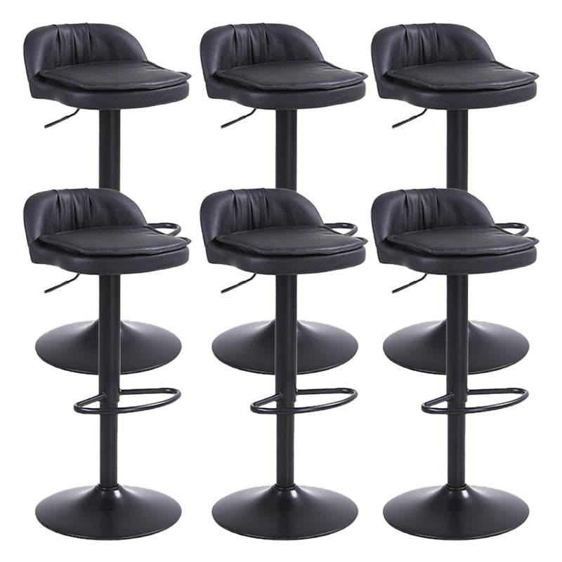 Upholstered Bar Stools Swivel Adjustable Height Patio Bar Stool with Black Base