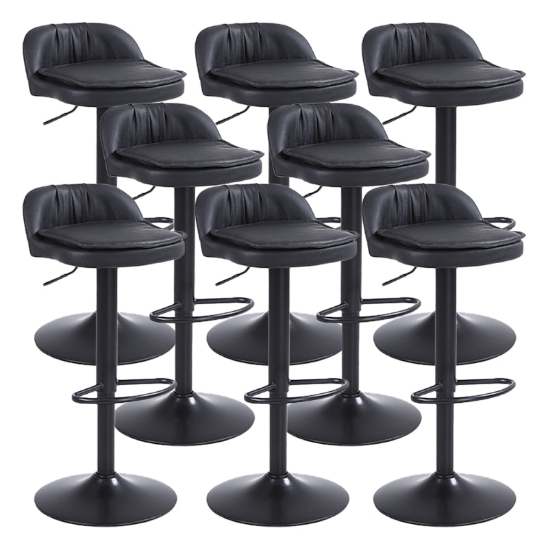 Upholstered Bar Stools Swivel Adjustable Height Patio Bar Stool with Black Base