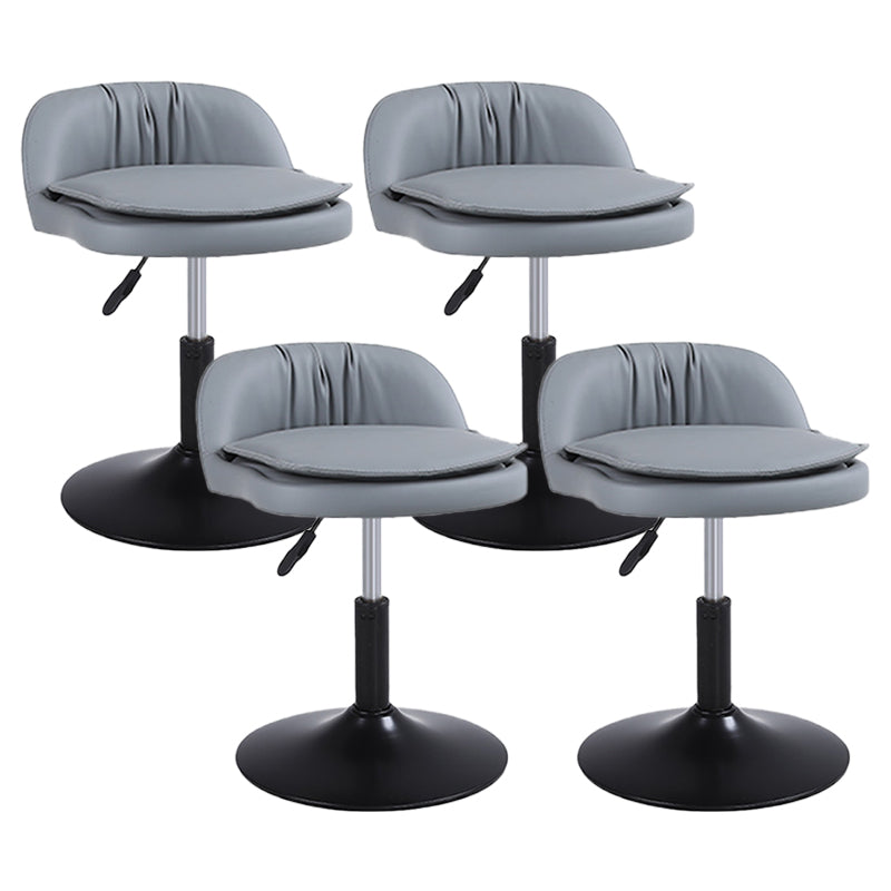 Upholstered Bar Stools Swivel Adjustable Height Patio Bar Stool with Black Base