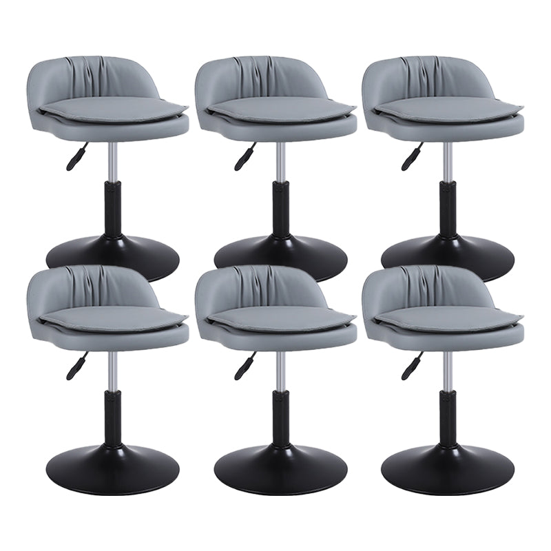 Upholstered Bar Stools Swivel Adjustable Height Patio Bar Stool with Black Base