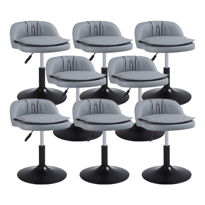 Upholstered Bar Stools Swivel Adjustable Height Patio Bar Stool with Black Base