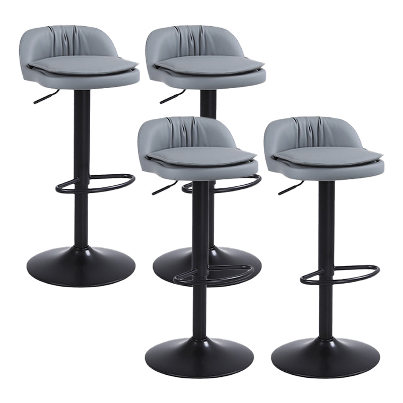 Upholstered Bar Stools Swivel Adjustable Height Patio Bar Stool with Black Base