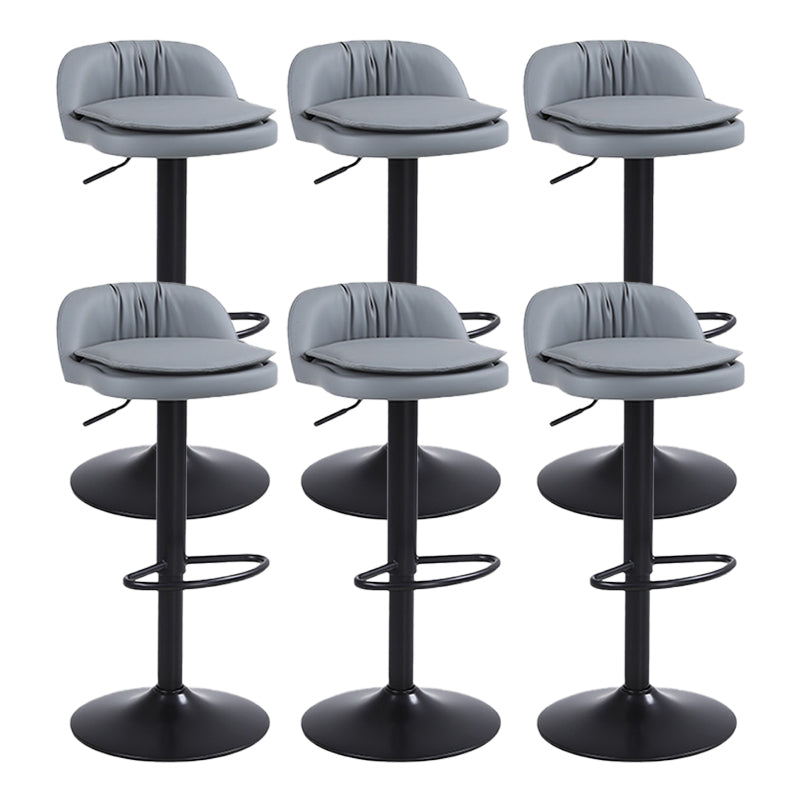 Upholstered Bar Stools Swivel Adjustable Height Patio Bar Stool with Black Base