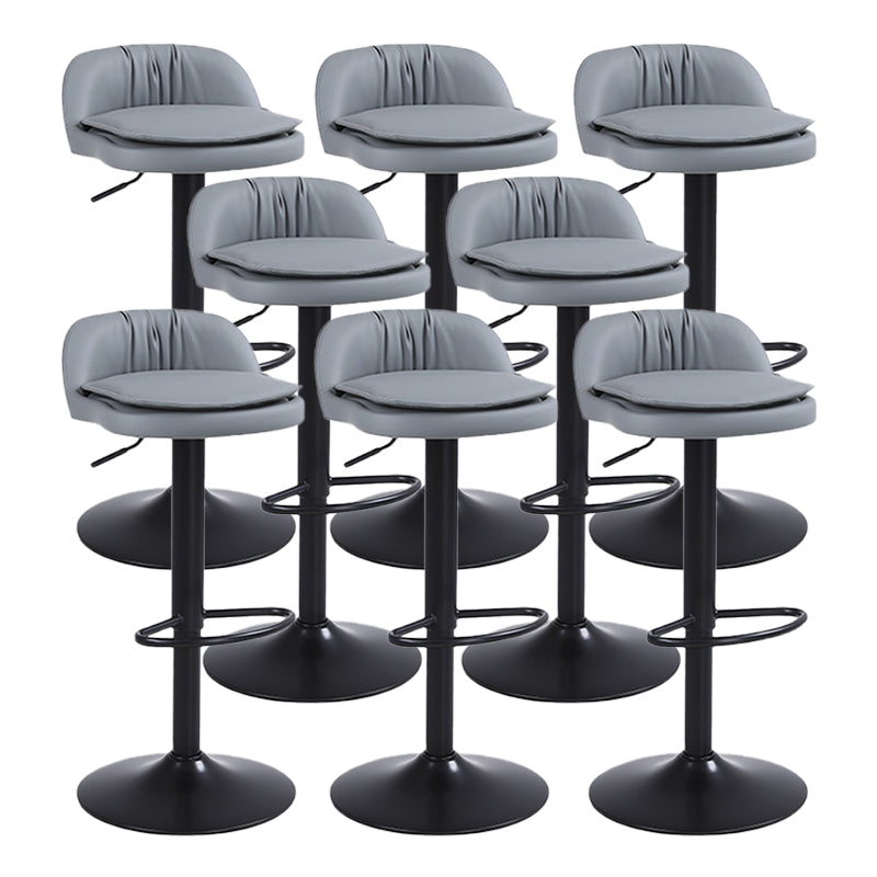 Upholstered Bar Stools Swivel Adjustable Height Patio Bar Stool with Black Base