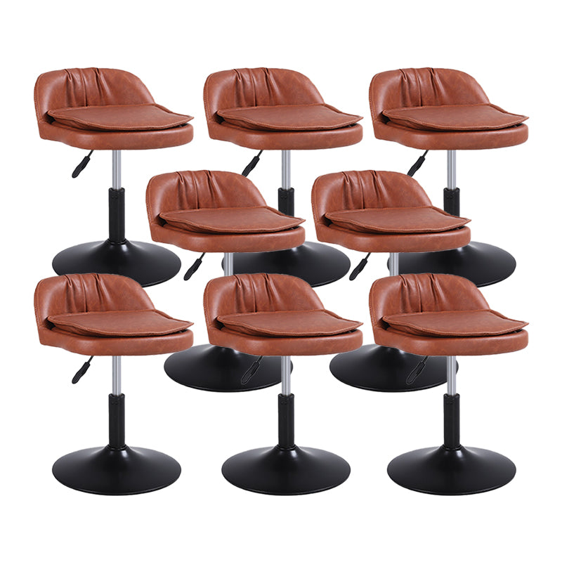 Upholstered Bar Stools Swivel Adjustable Height Patio Bar Stool with Black Base