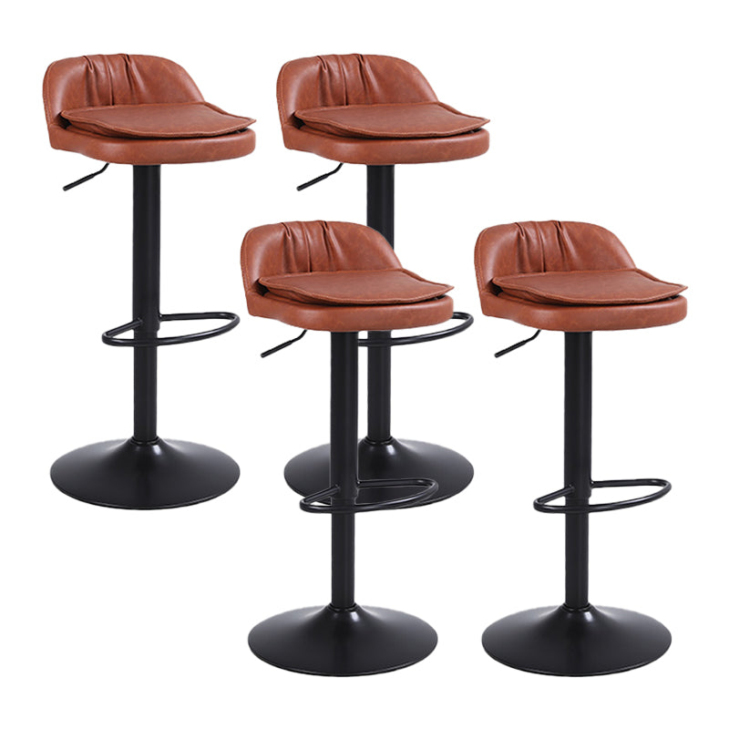 Upholstered Bar Stools Swivel Adjustable Height Patio Bar Stool with Black Base