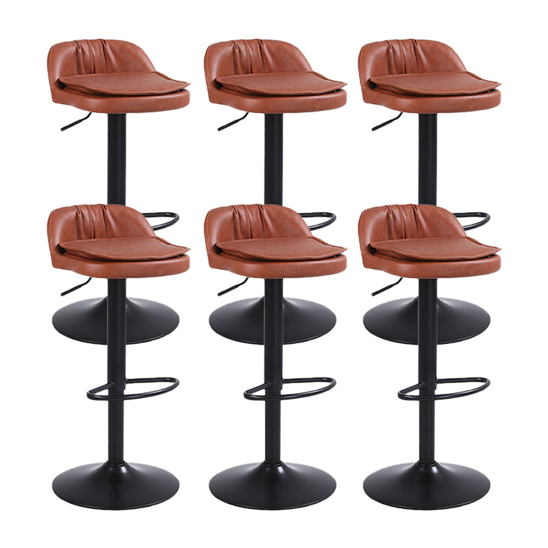 Upholstered Bar Stools Swivel Adjustable Height Patio Bar Stool with Black Base
