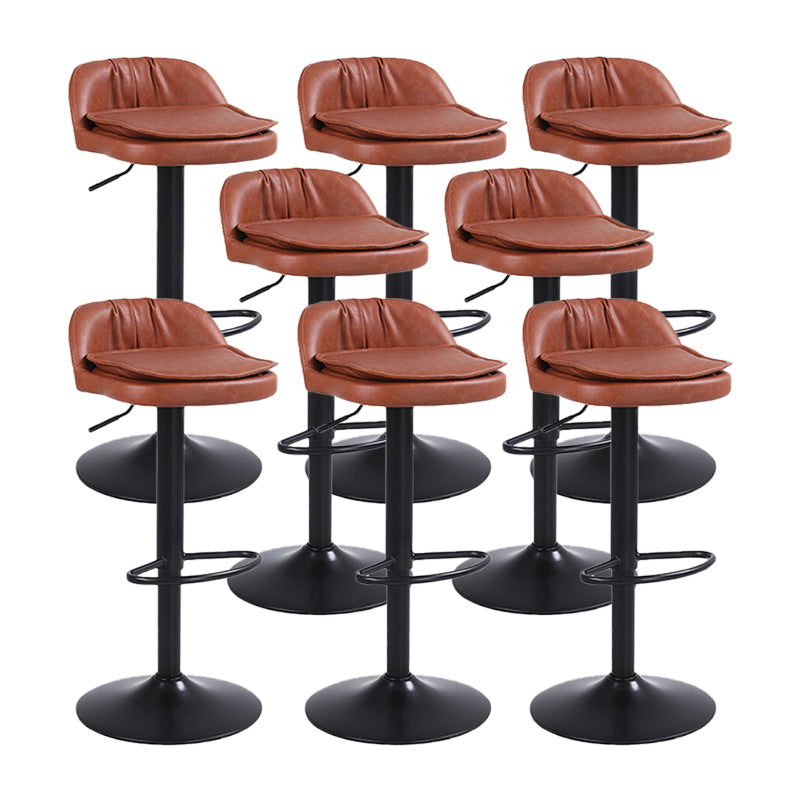 Upholstered Bar Stools Swivel Adjustable Height Patio Bar Stool with Black Base