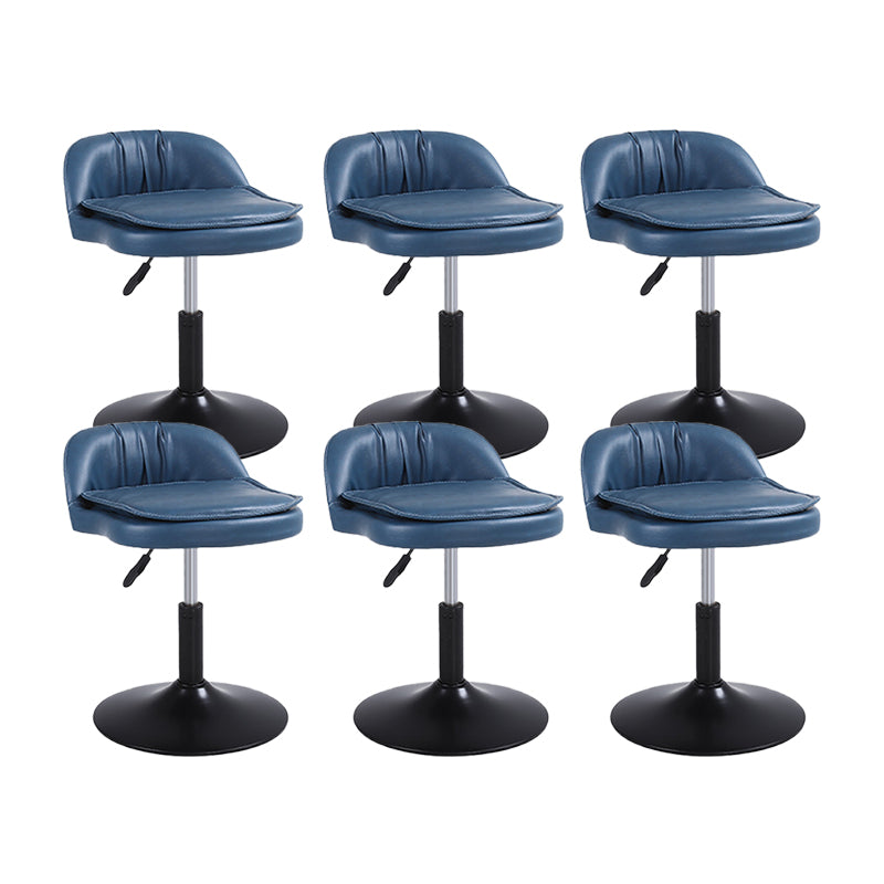 Upholstered Bar Stools Swivel Adjustable Height Patio Bar Stool with Black Base