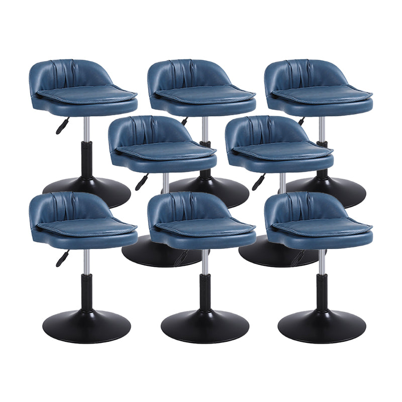 Upholstered Bar Stools Swivel Adjustable Height Patio Bar Stool with Black Base
