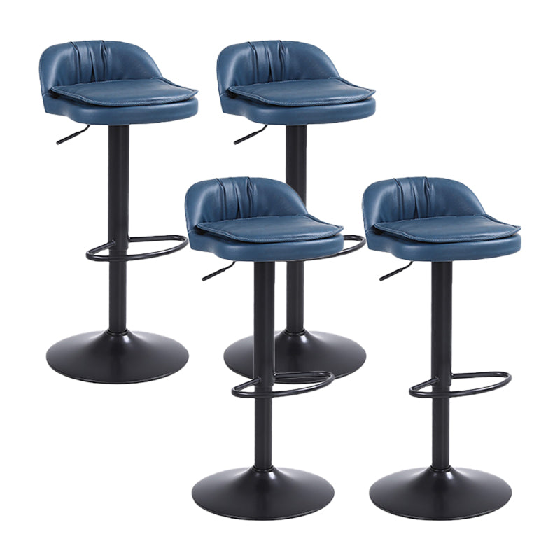 Upholstered Bar Stools Swivel Adjustable Height Patio Bar Stool with Black Base