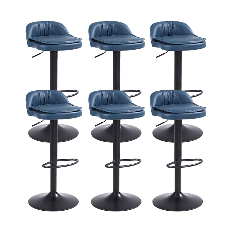 Upholstered Bar Stools Swivel Adjustable Height Patio Bar Stool with Black Base