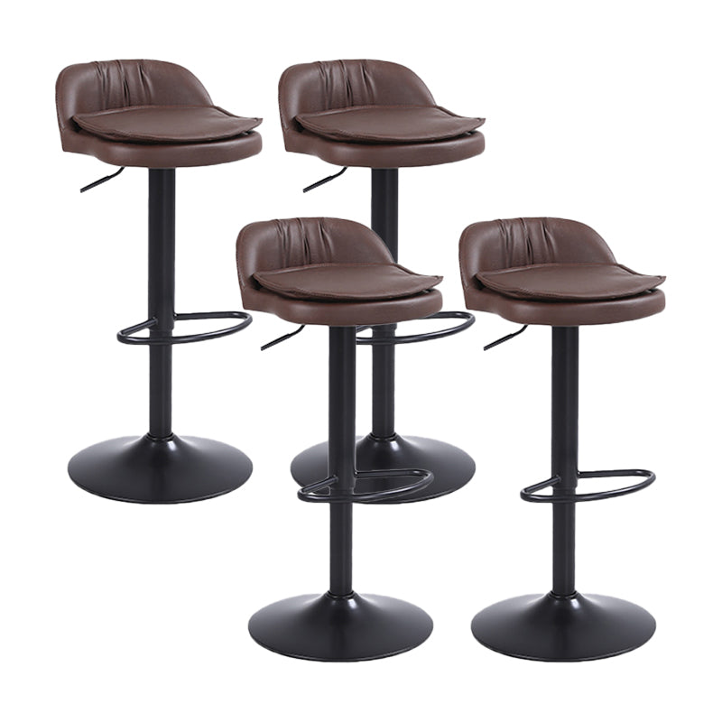 Upholstered Bar Stools Swivel Adjustable Height Patio Bar Stool with Black Base