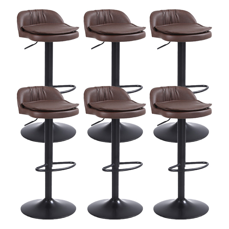 Upholstered Bar Stools Swivel Adjustable Height Patio Bar Stool with Black Base