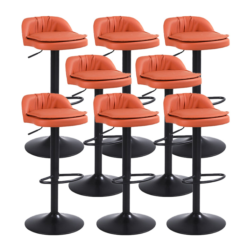 Upholstered Bar Stools Swivel Adjustable Height Patio Bar Stool with Black Base