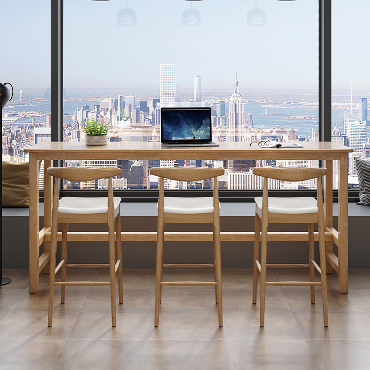 Contemporary Bar Dining Table Kitchen Rectangle Wood Counter Table