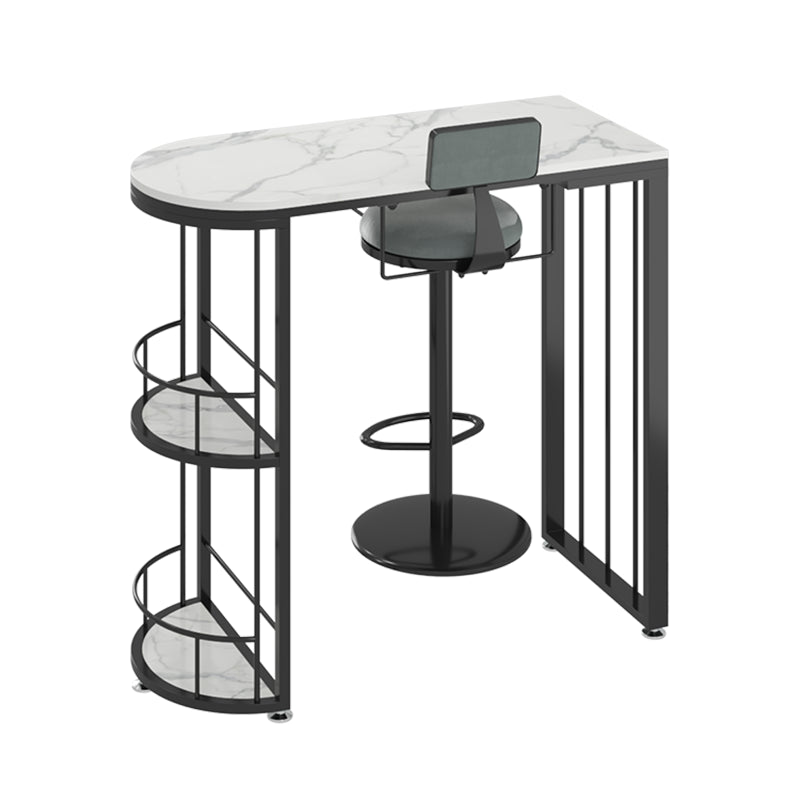Modern Stone Top Bar Table Set 1/2/3 Pcs Free Form Bar Table and Adjustable Height Stools