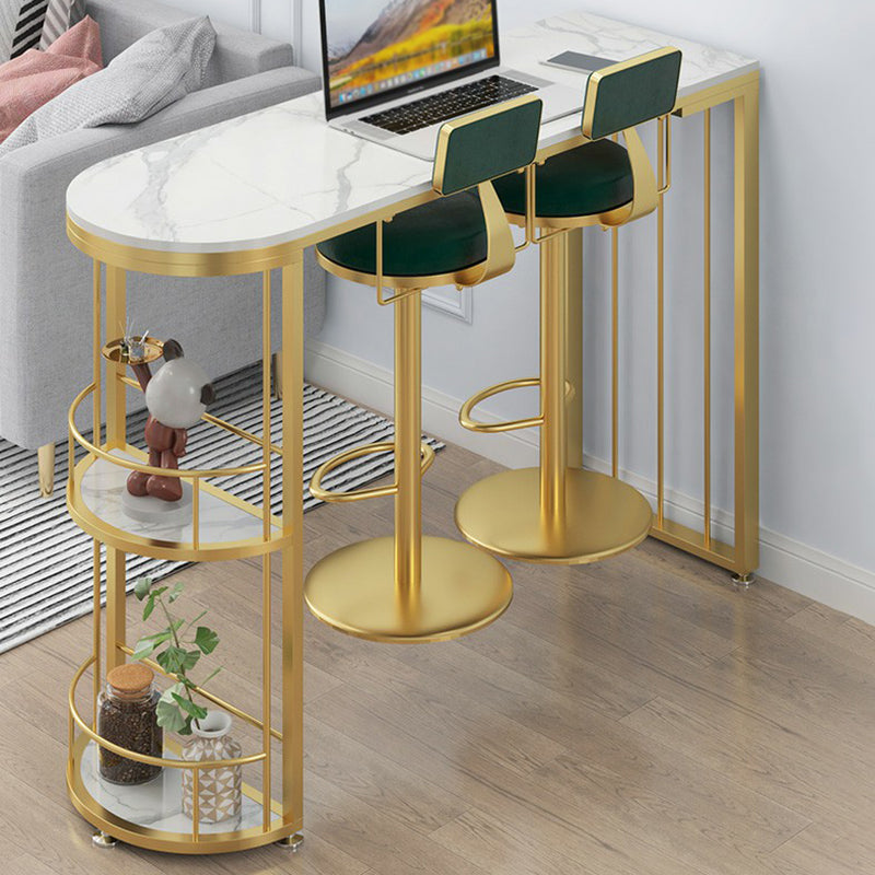 Modern Stone Top Bar Table Set 1/2/3 Pcs Free Form Bar Table and Adjustable Height Stools