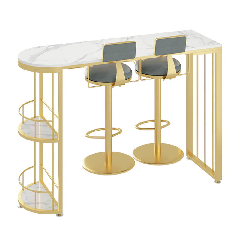 Modern Stone Top Bar Table Set 1/2/3 Pcs Free Form Bar Table and Adjustable Height Stools