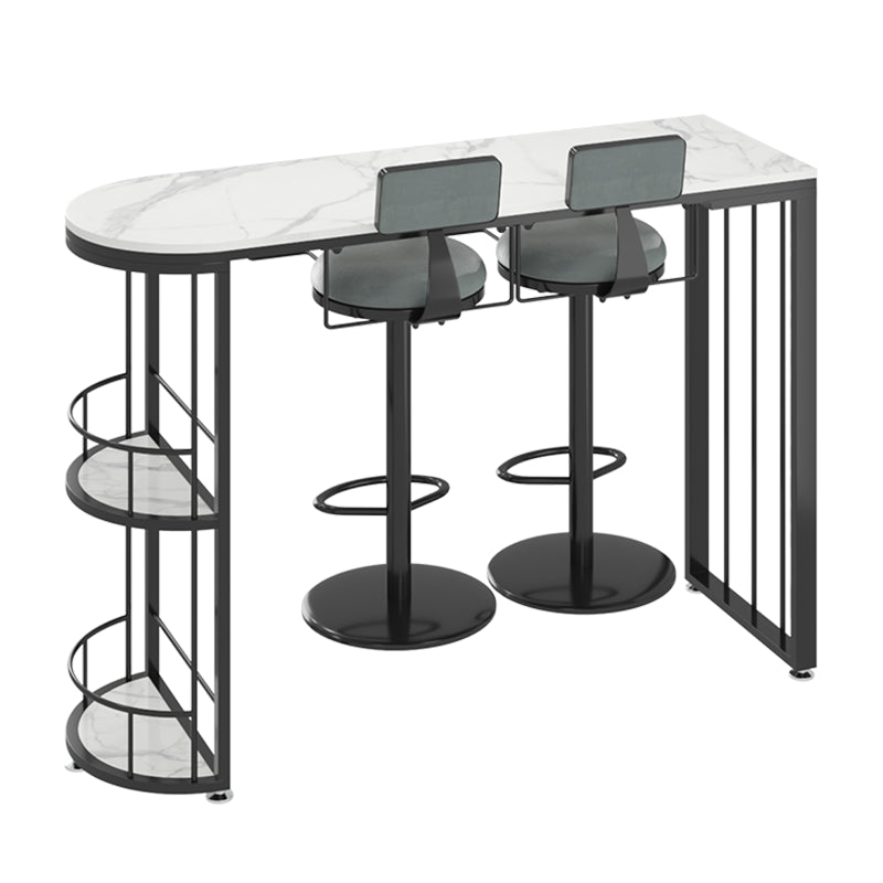 Modern Stone Top Bar Table Set 1/2/3 Pcs Free Form Bar Table and Adjustable Height Stools