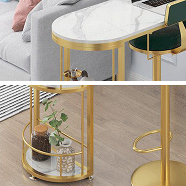 Modern Stone Top Bar Table Set 1/2/3 Pcs Free Form Bar Table and Adjustable Height Stools