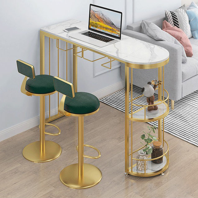 Modern Stone Top Bar Table Set 1/2/3 Pcs Free Form Bar Table and Adjustable Height Stools