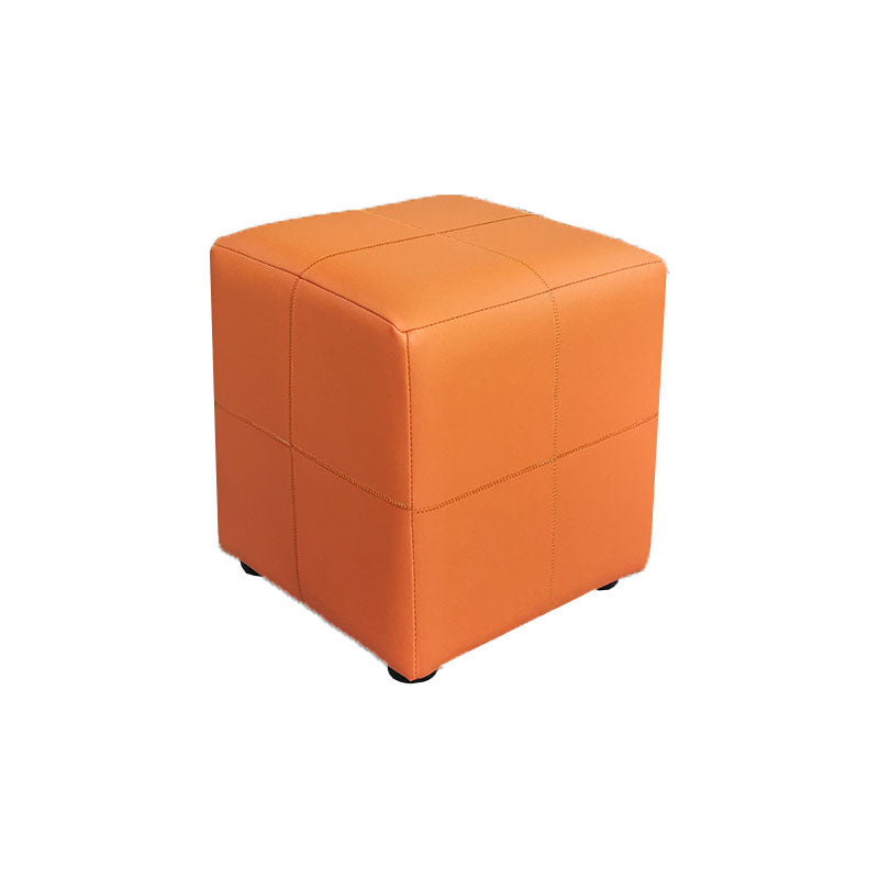 Luxury Pouf Ottoman Genuine Leather Upholstered Solid Color Square Ottoman
