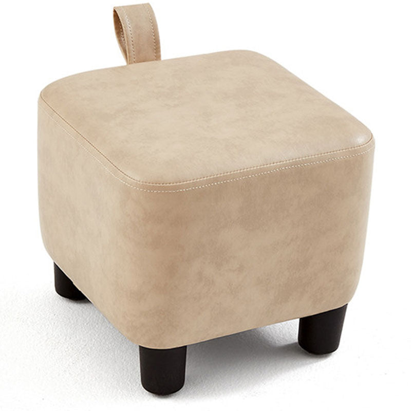 Solid Color Leather Standard Stool Modern Style Simple Household Square Footstool