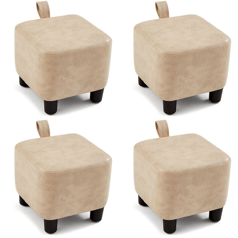 Solid Color Leather Standard Stool Modern Style Simple Household Square Footstool