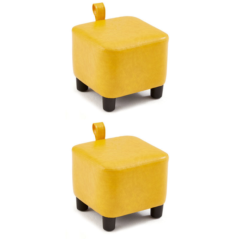 Solid Color Leather Standard Stool Modern Style Simple Household Square Footstool