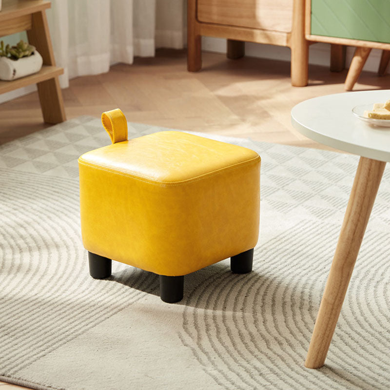 Solid Color Leather Standard Stool Modern Style Simple Household Square Footstool