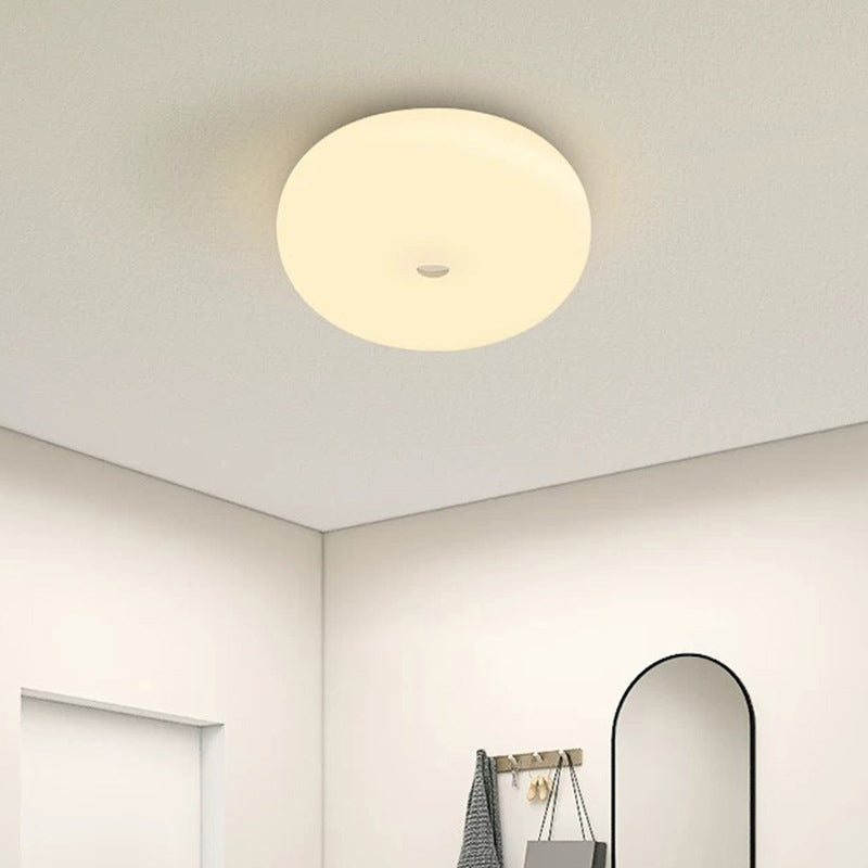 Contemporary Ceiling Flush in Cream White Metal and Acrylic Flush Mount
