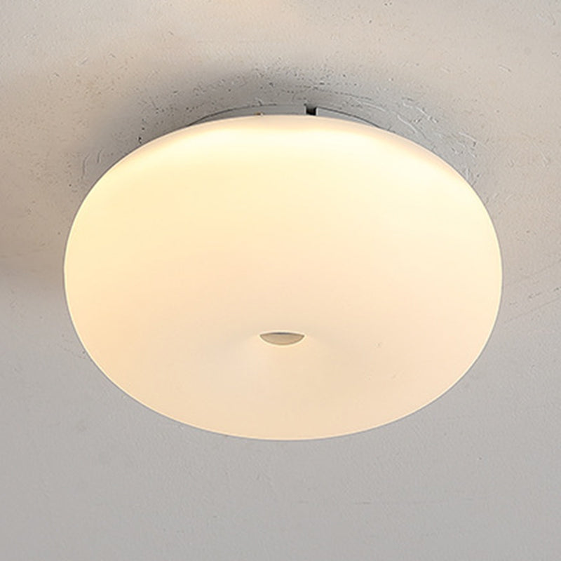 Contemporary Ceiling Flush in Cream White Metal and Acrylic Flush Mount