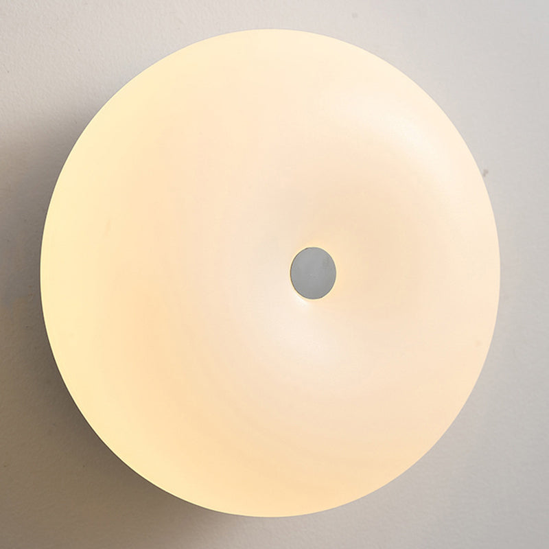 Contemporary Ceiling Flush in Cream White Metal and Acrylic Flush Mount