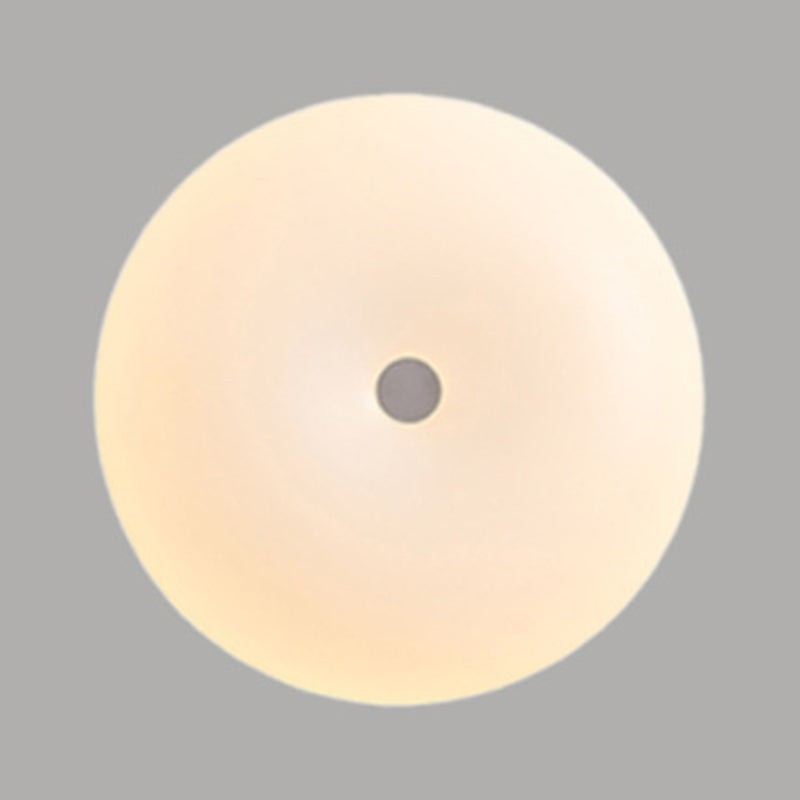 Contemporary Ceiling Flush in Cream White Metal and Acrylic Flush Mount