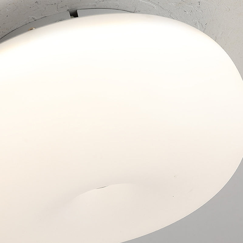 Contemporary Ceiling Flush in Cream White Metal and Acrylic Flush Mount