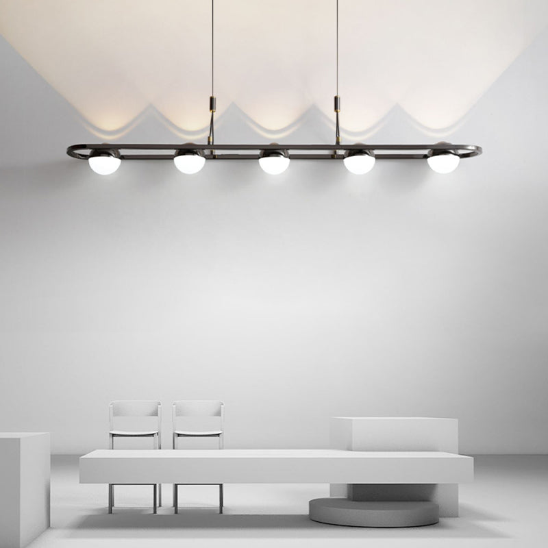 Modern Hanging Light Spherical Globe Island Light Fixture in Black for Dining Room