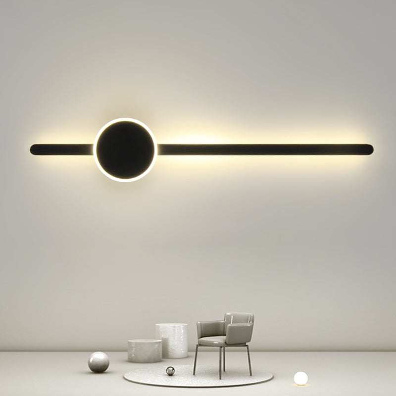 Linear Shape Metal Wall Lighting Modern Style 2 Lights Wall Mounted Light in Black