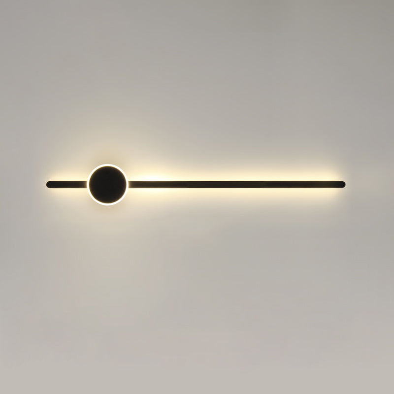 Linear Shape Metal Wall Lighting Modern Style 2 Lights Wall Mounted Light in Black