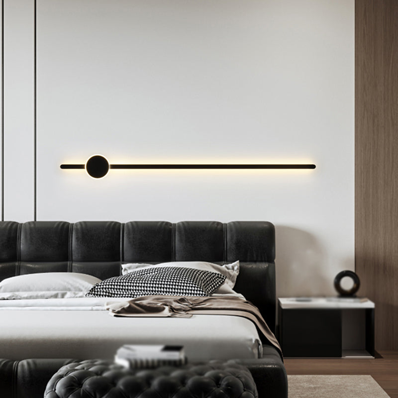 Linear Shape Metal Wall Lighting Modern Style 2 Lights Wall Mounted Light in Black