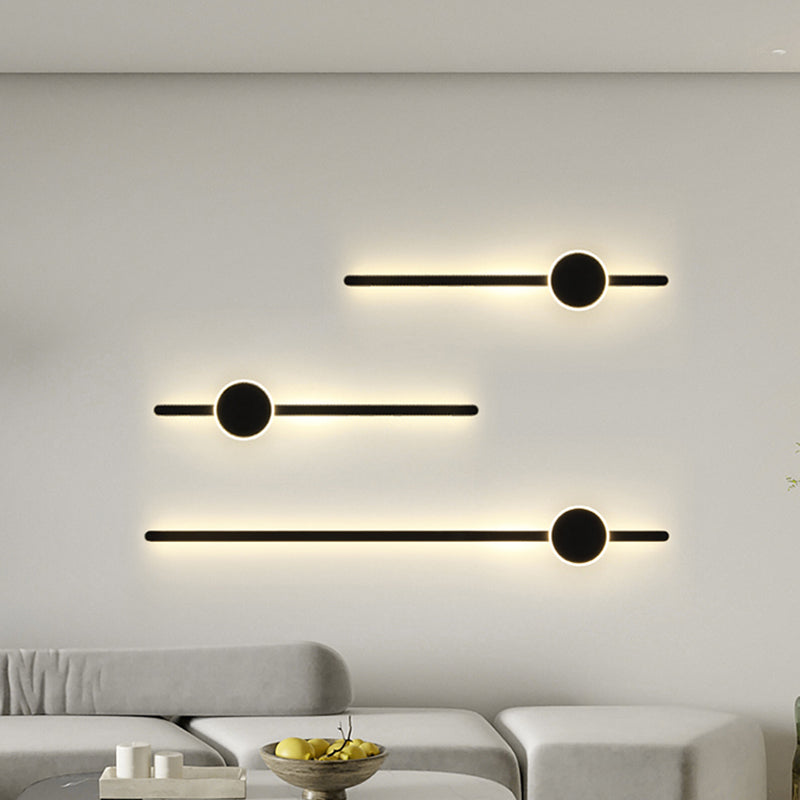 Linear Shape Metal Wall Lighting Modern Style 2 Lights Wall Mounted Light in Black