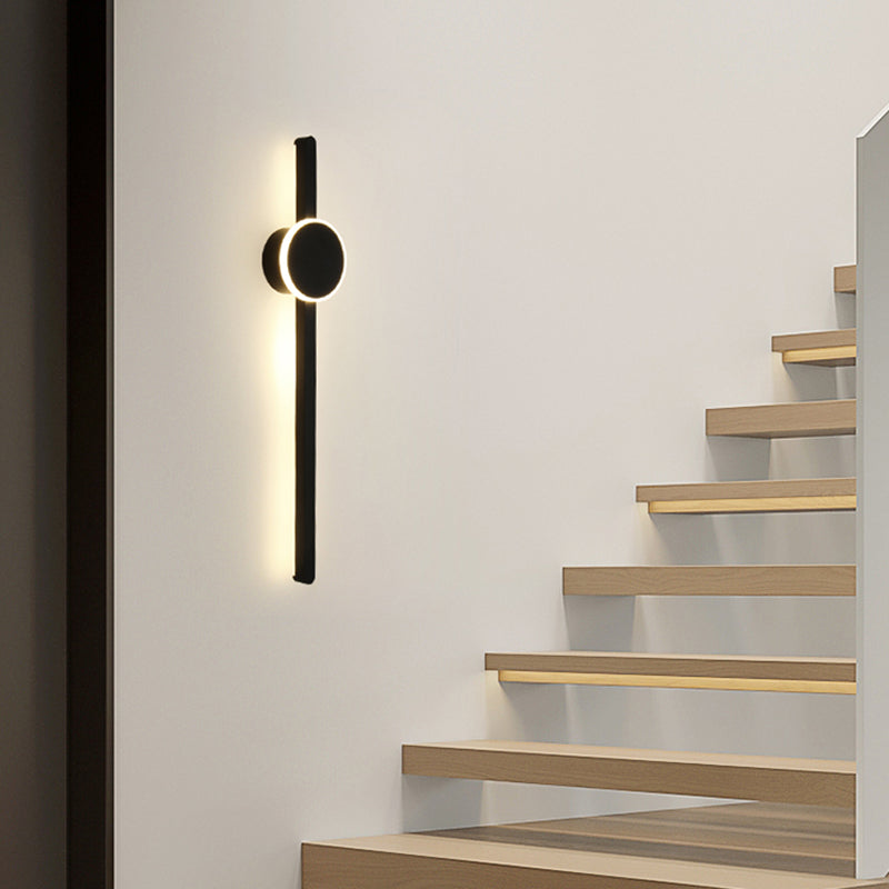 Linear Shape Metal Wall Lighting Modern Style 2 Lights Wall Mounted Light in Black