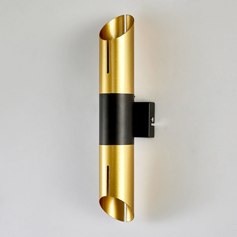 Gold Modern Wall Sconce Cylinder Shape Vanity Lamp with Metal Shade for Bathroom