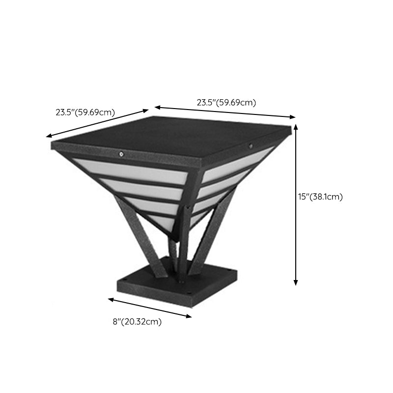 Cone Shape Metal Solar Pillar Lamp Modern 1 Light Outdoor Waterproof Light in Black